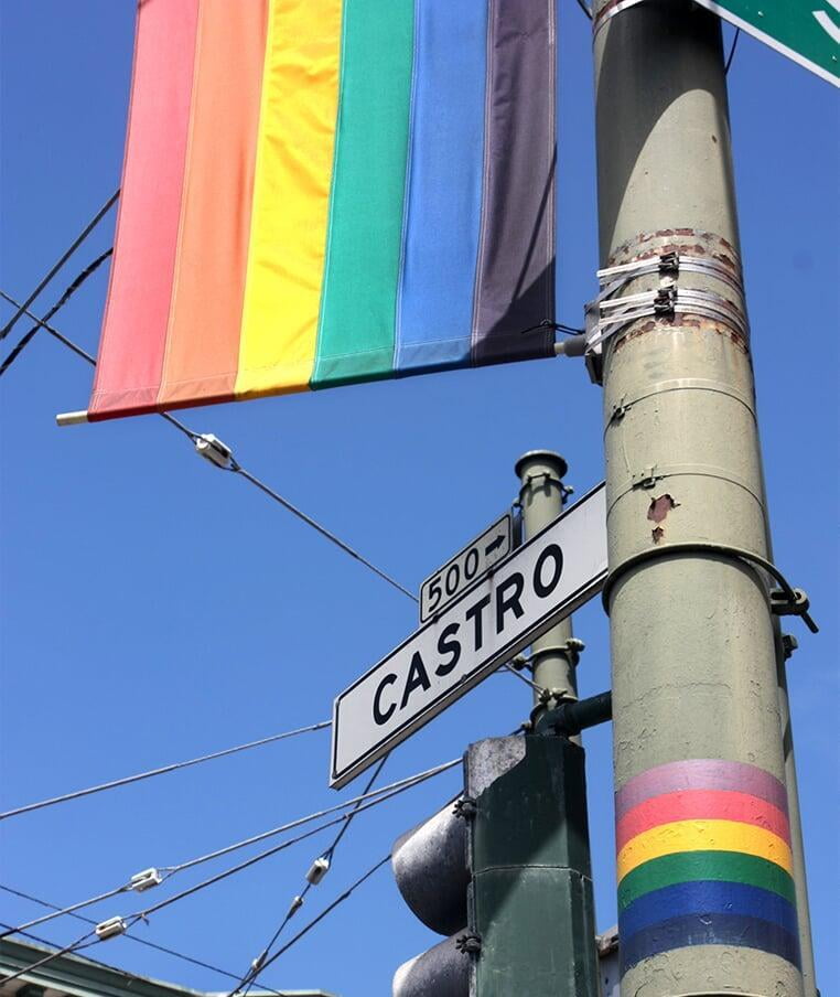 Castro Street corner street pole in San Francisco
